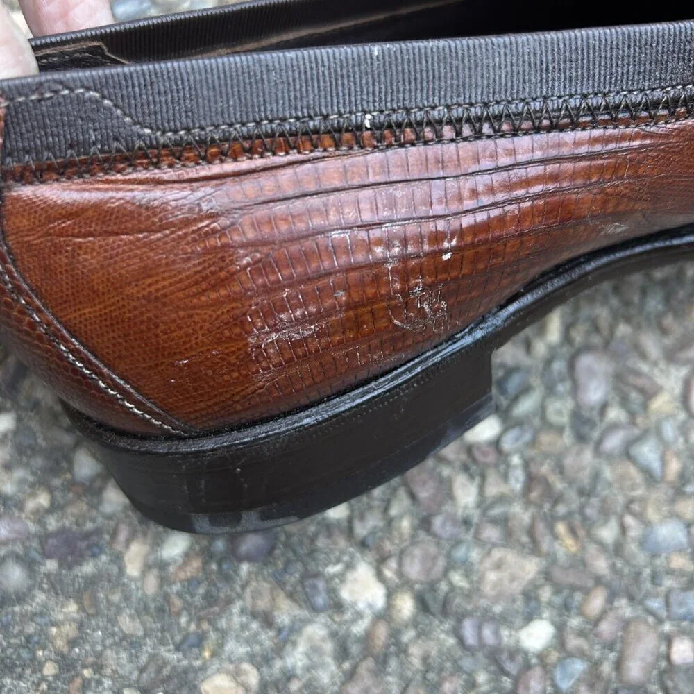 Johnston & Murphy Aristocraft USA Made Vintage Brown Lizard Slip On Dress Shoes